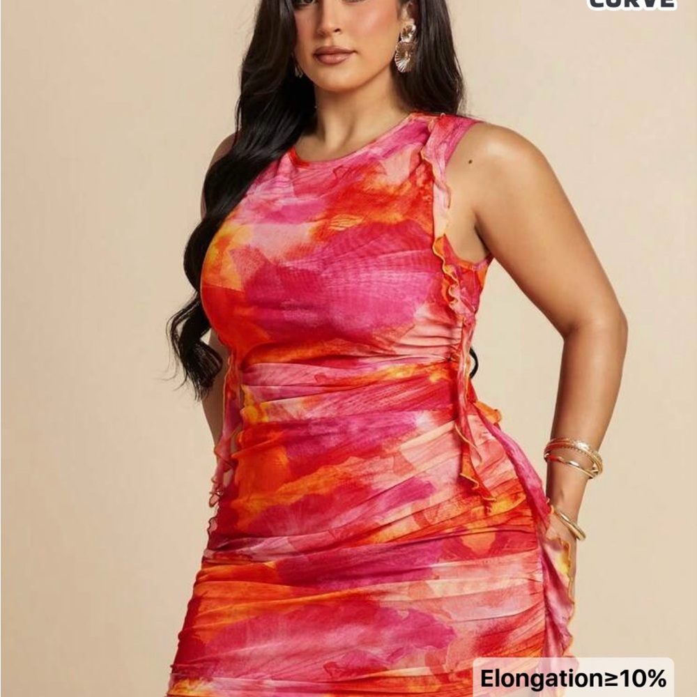 SHEIN Vibrant Pink and Orange Mini Dress